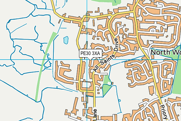 PE30 3XA map - OS VectorMap District (Ordnance Survey)