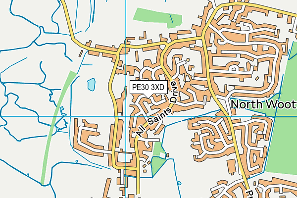 PE30 3XD map - OS VectorMap District (Ordnance Survey)