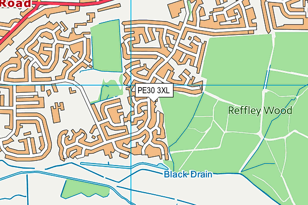 PE30 3XL map - OS VectorMap District (Ordnance Survey)