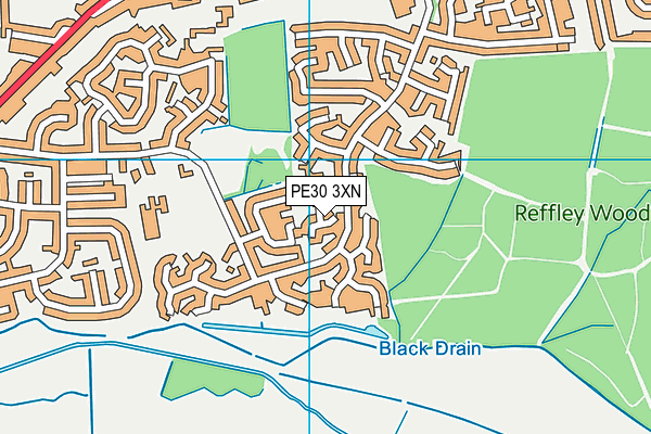 PE30 3XN map - OS VectorMap District (Ordnance Survey)
