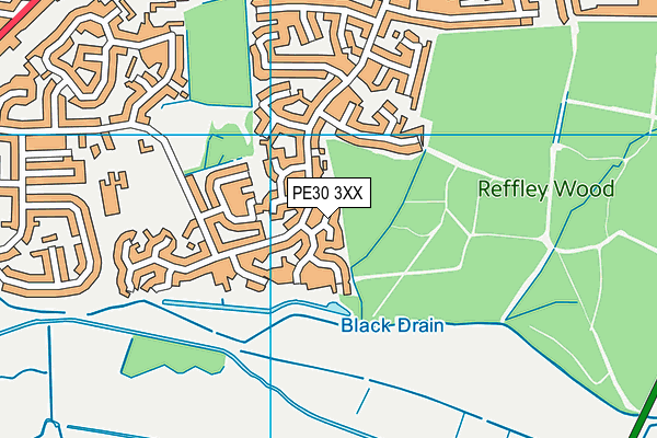 PE30 3XX map - OS VectorMap District (Ordnance Survey)