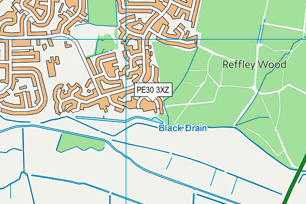 PE30 3XZ map - OS VectorMap District (Ordnance Survey)