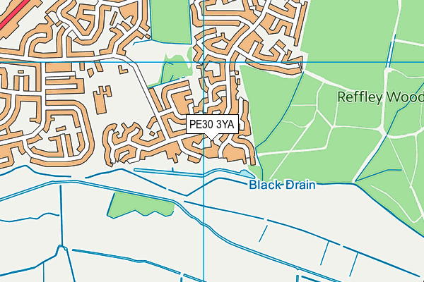PE30 3YA map - OS VectorMap District (Ordnance Survey)