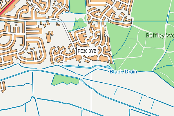 PE30 3YB map - OS VectorMap District (Ordnance Survey)