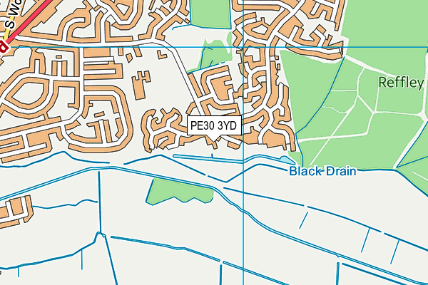PE30 3YD map - OS VectorMap District (Ordnance Survey)