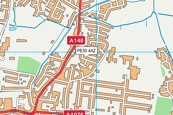 PE30 4AZ map - OS VectorMap District (Ordnance Survey)