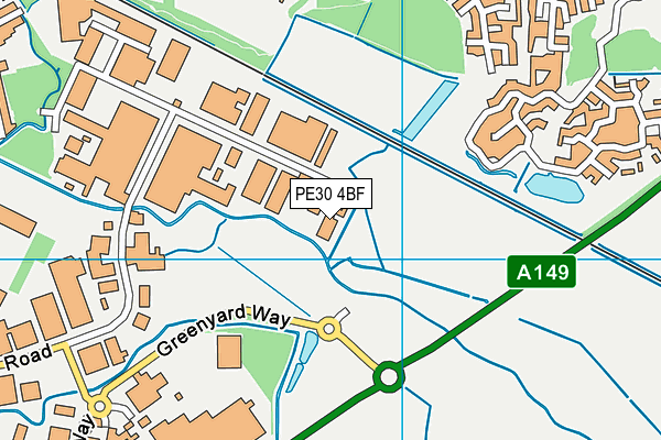PE30 4BF map - OS VectorMap District (Ordnance Survey)