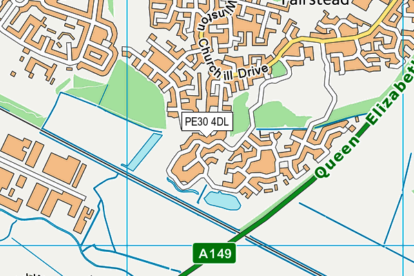 PE30 4DL map - OS VectorMap District (Ordnance Survey)