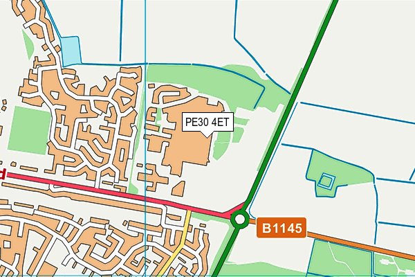 PE30 4ET map - OS VectorMap District (Ordnance Survey)