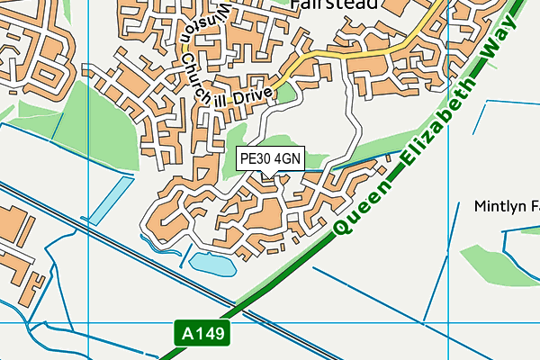 PE30 4GN map - OS VectorMap District (Ordnance Survey)