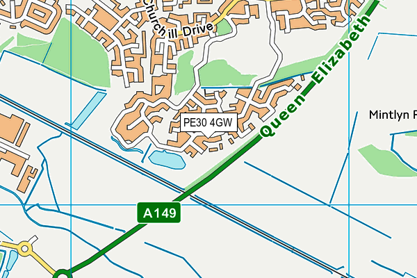 PE30 4GW map - OS VectorMap District (Ordnance Survey)
