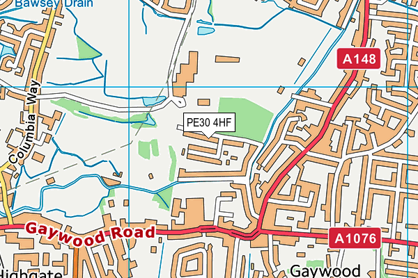 PE30 4HF map - OS VectorMap District (Ordnance Survey)