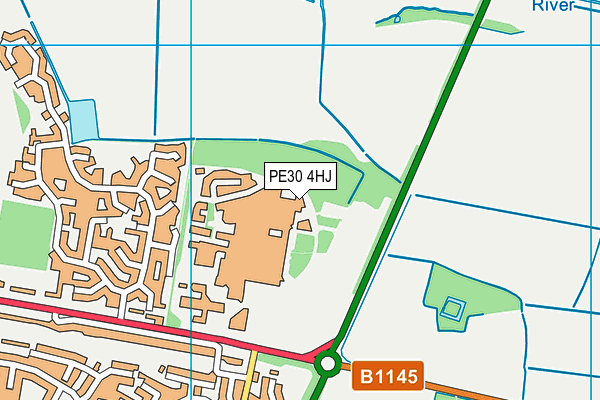 PE30 4HJ map - OS VectorMap District (Ordnance Survey)