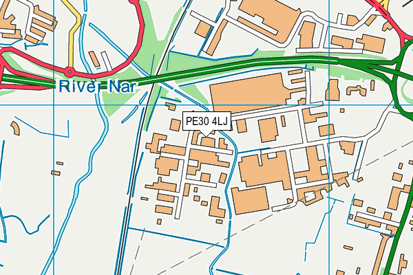 PE30 4LJ map - OS VectorMap District (Ordnance Survey)