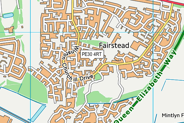PE30 4RT map - OS VectorMap District (Ordnance Survey)