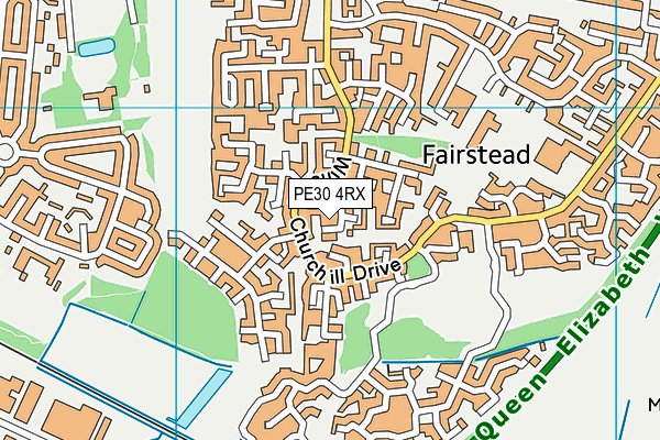 PE30 4RX map - OS VectorMap District (Ordnance Survey)