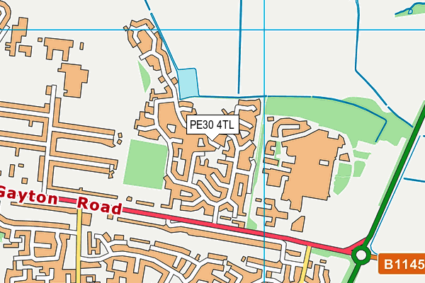 PE30 4TL map - OS VectorMap District (Ordnance Survey)