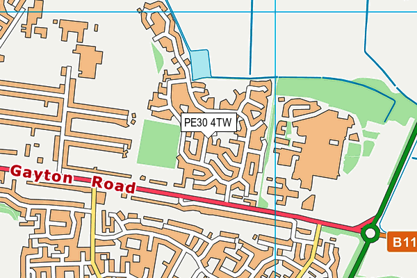 PE30 4TW map - OS VectorMap District (Ordnance Survey)
