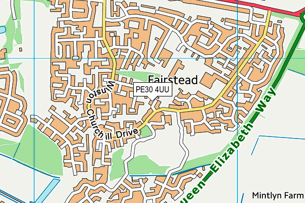 PE30 4UU map - OS VectorMap District (Ordnance Survey)