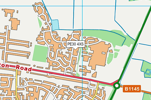 PE30 4XS map - OS VectorMap District (Ordnance Survey)