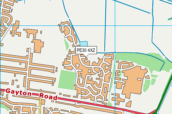 PE30 4XZ map - OS VectorMap District (Ordnance Survey)