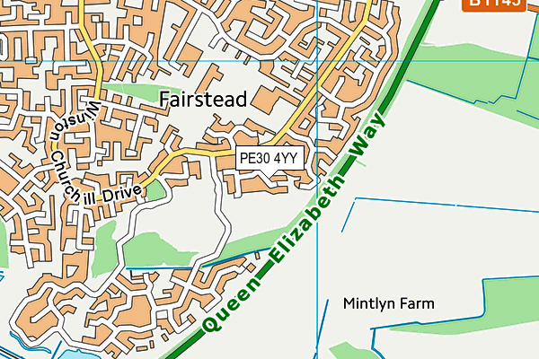 PE30 4YY map - OS VectorMap District (Ordnance Survey)