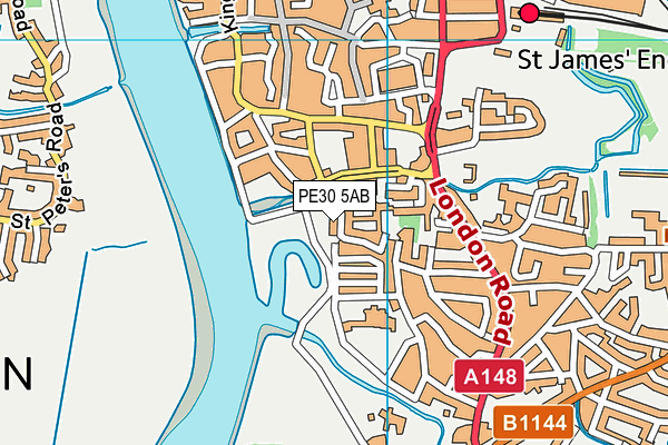 PE30 5AB map - OS VectorMap District (Ordnance Survey)