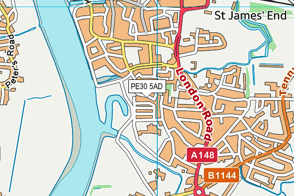 PE30 5AD map - OS VectorMap District (Ordnance Survey)