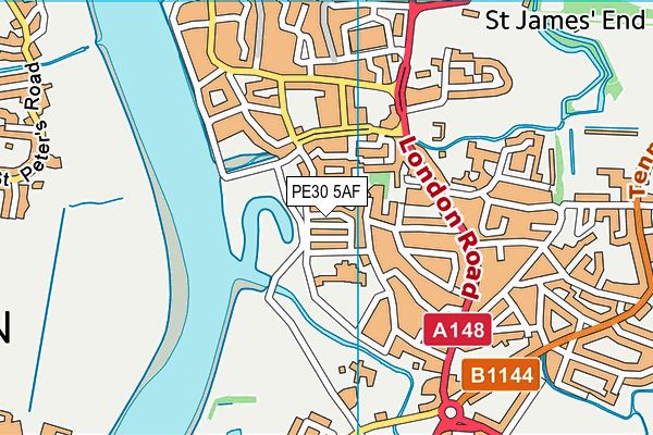 PE30 5AF map - OS VectorMap District (Ordnance Survey)