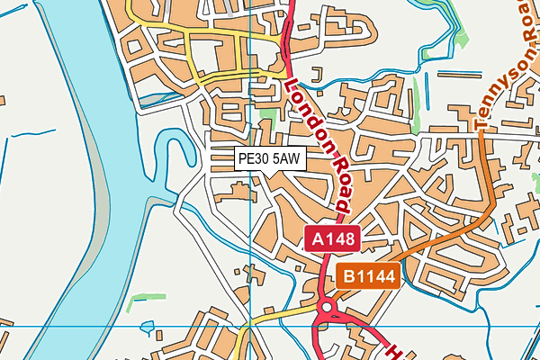 PE30 5AW map - OS VectorMap District (Ordnance Survey)