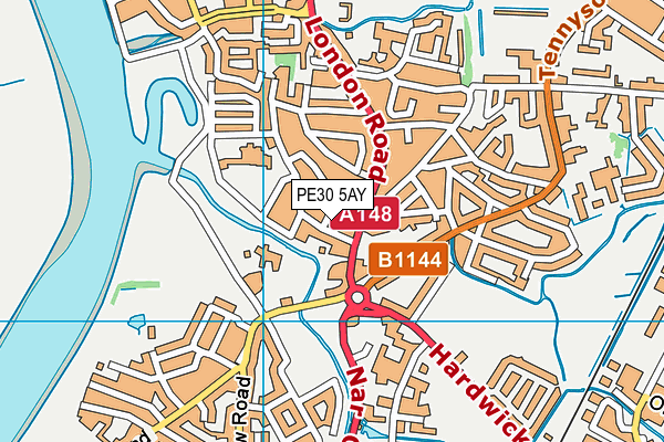 PE30 5AY map - OS VectorMap District (Ordnance Survey)