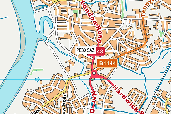 PE30 5AZ map - OS VectorMap District (Ordnance Survey)