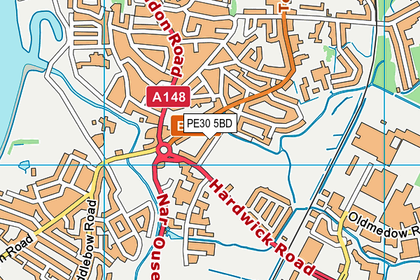 PE30 5BD map - OS VectorMap District (Ordnance Survey)