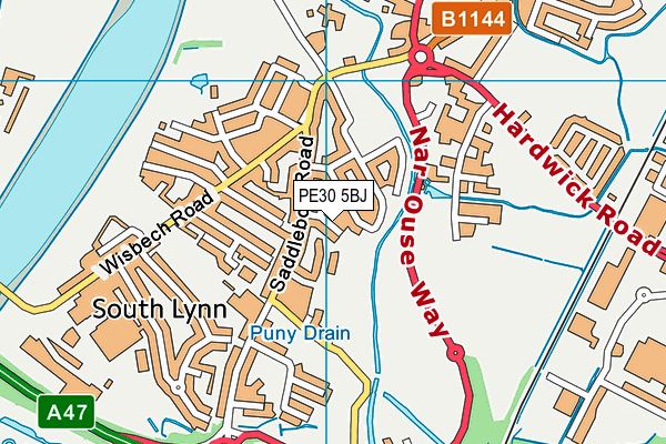 PE30 5BJ map - OS VectorMap District (Ordnance Survey)