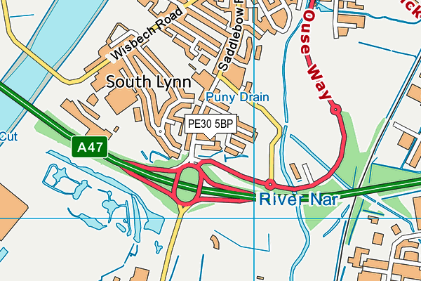 PE30 5BP map - OS VectorMap District (Ordnance Survey)