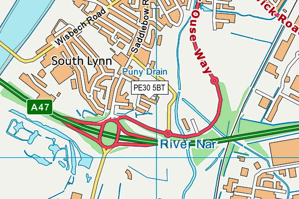 PE30 5BT map - OS VectorMap District (Ordnance Survey)