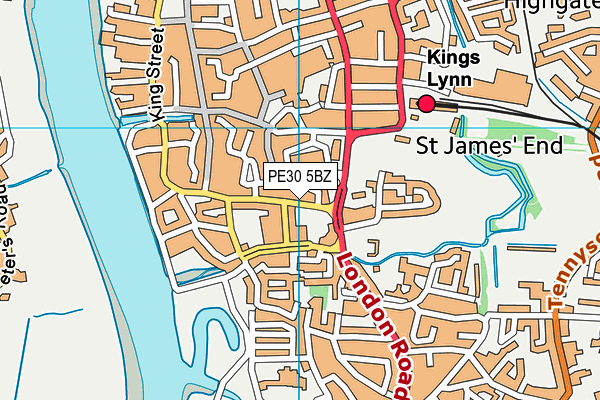 PE30 5BZ map - OS VectorMap District (Ordnance Survey)