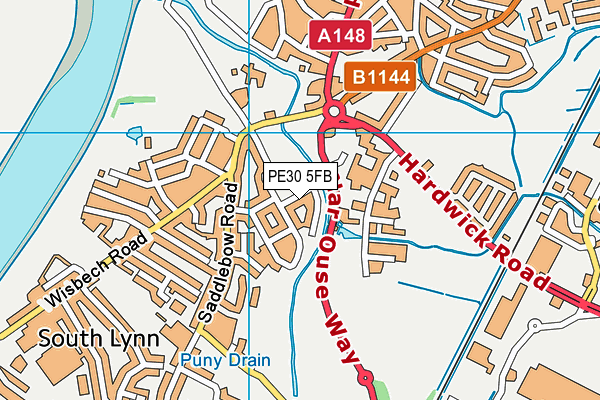 PE30 5FB map - OS VectorMap District (Ordnance Survey)