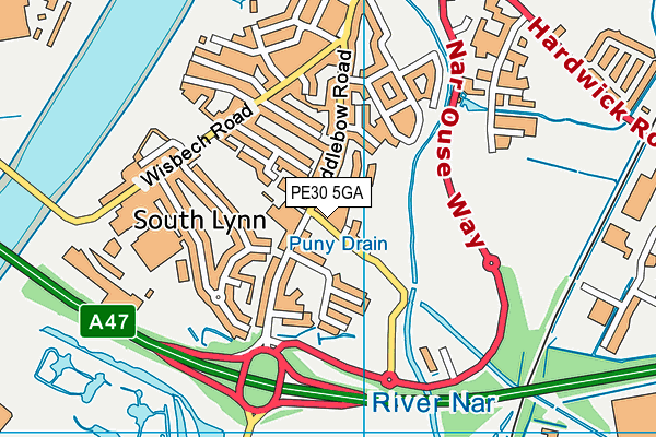 PE30 5GA map - OS VectorMap District (Ordnance Survey)