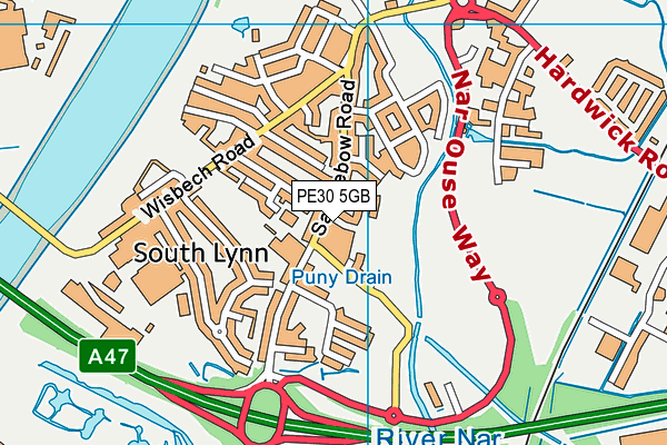 PE30 5GB map - OS VectorMap District (Ordnance Survey)