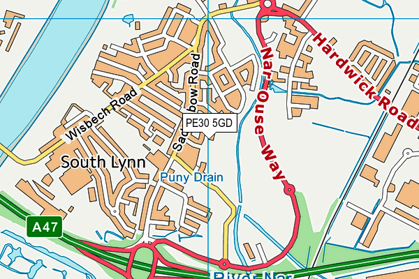 PE30 5GD map - OS VectorMap District (Ordnance Survey)