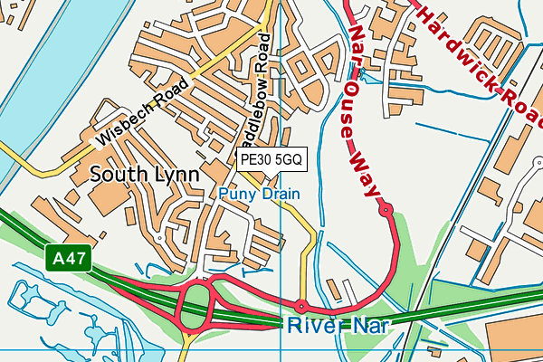 PE30 5GQ map - OS VectorMap District (Ordnance Survey)