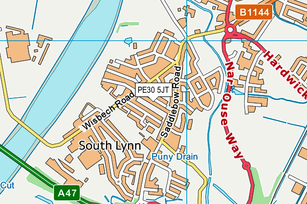 PE30 5JT map - OS VectorMap District (Ordnance Survey)