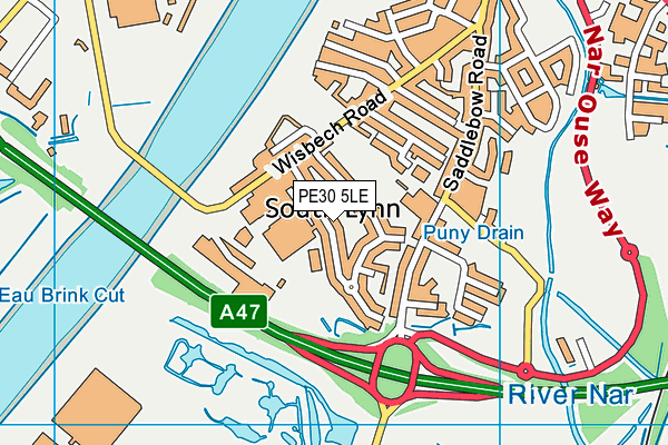 PE30 5LE map - OS VectorMap District (Ordnance Survey)