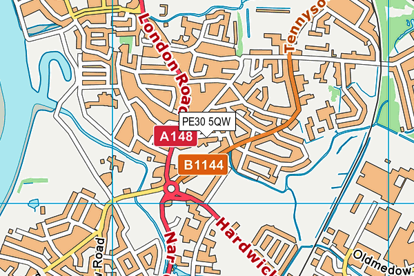 PE30 5QW map - OS VectorMap District (Ordnance Survey)