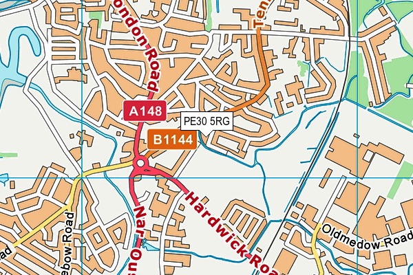 PE30 5RG map - OS VectorMap District (Ordnance Survey)