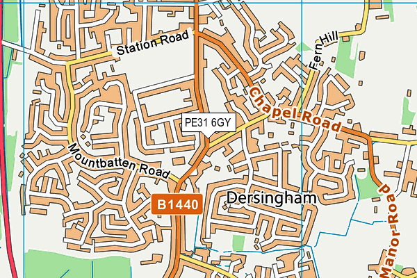 PE31 6GY map - OS VectorMap District (Ordnance Survey)