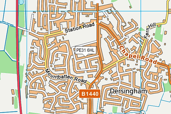 PE31 6HL map - OS VectorMap District (Ordnance Survey)