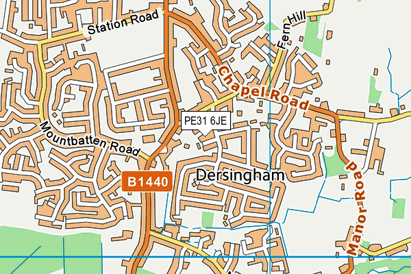 PE31 6JE map - OS VectorMap District (Ordnance Survey)