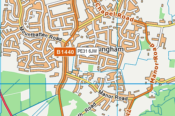 PE31 6JW map - OS VectorMap District (Ordnance Survey)